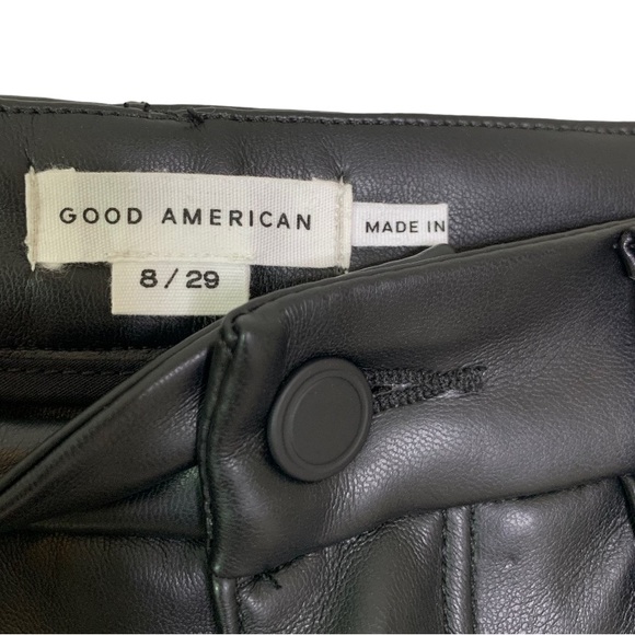 Good American Better Than Leather Faux Leather Good Icon Pants Black Size 8 NWT - Picture 9 of 12